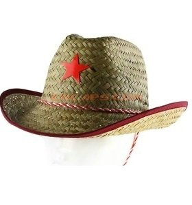 custom woven badge on straw hat