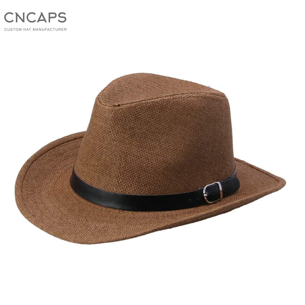 Sun Wide Brim Men Cowboy Hat Straw Beach Fedora - CNCAPS