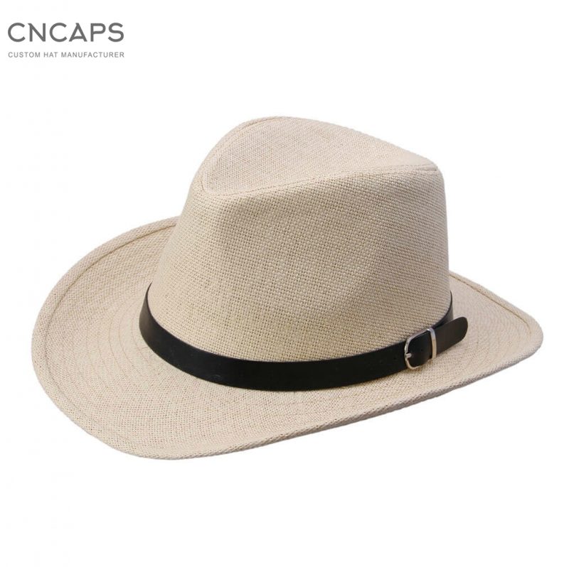 Sun Wide Brim Men Cowboy Hat Straw Beach Fedora CNCAPS