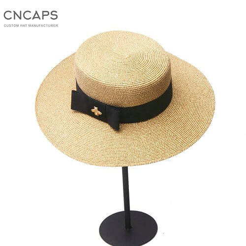 Straw hat gold metal bee