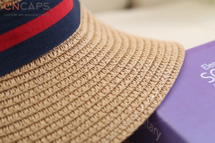 Lady beach straw hat w/ color stripe hat band - CNCAPS