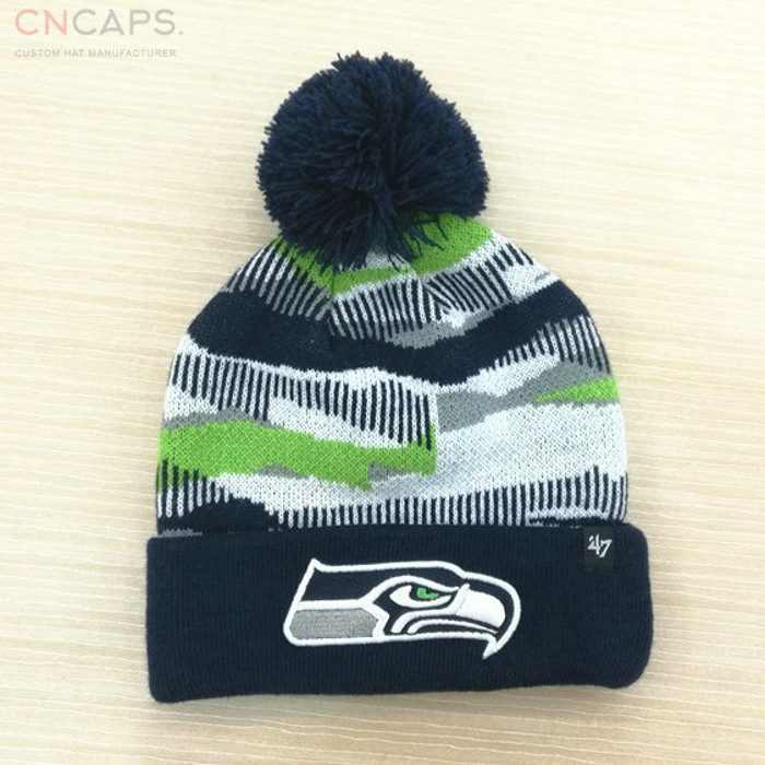 Custom Jacquard knit hat with embroidery logo - CNCAPS