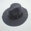 Wide brim vintage felt panama hat with stone belt - Image 4