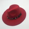 Wide brim vintage felt panama hat with stone belt - Image 5
