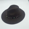 Wide brim vintage felt panama hat with stone belt - Image 3