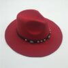 Wide brim vintage felt panama hat with stone belt