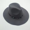 Wide brim vintage felt panama hat with stone belt - Image 2