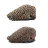 Vintage wool blend plaid check ivy cap flat hat