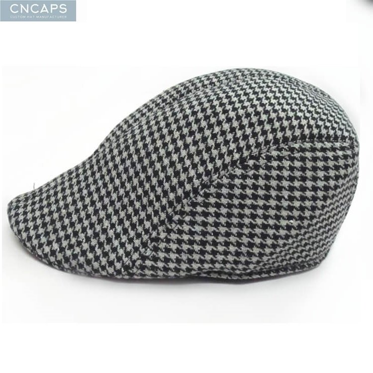 Custom swallow grid flat cap vintage wool blend ivy cap - CNCAPS