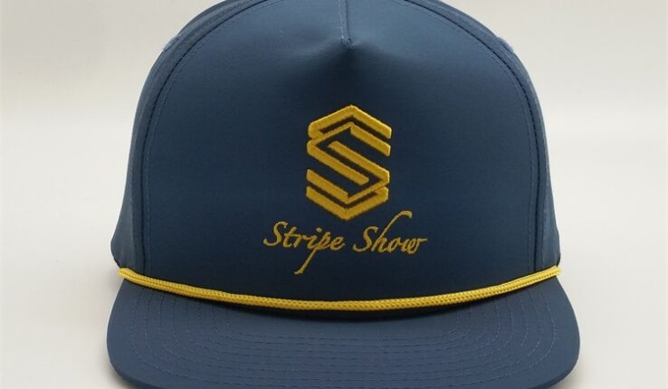 Flat Billed Hat With String on Front Adjustable Cap Solid Two Toned