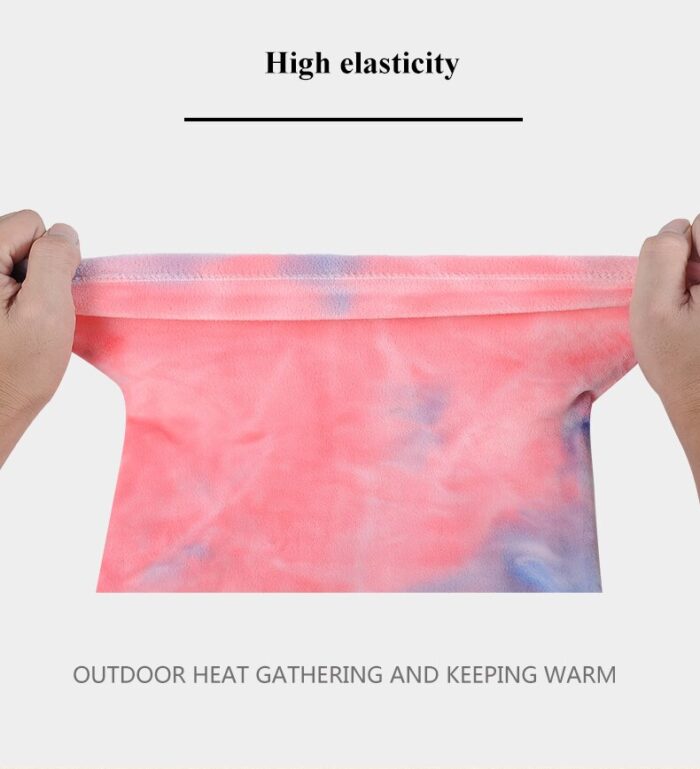 Winter Fleece Neck Gaiter Warm Fishing Scarf Windproof Tie dye Neck Warmer Adjustable Hiking Outdoor Headband Bicycle Bandanas