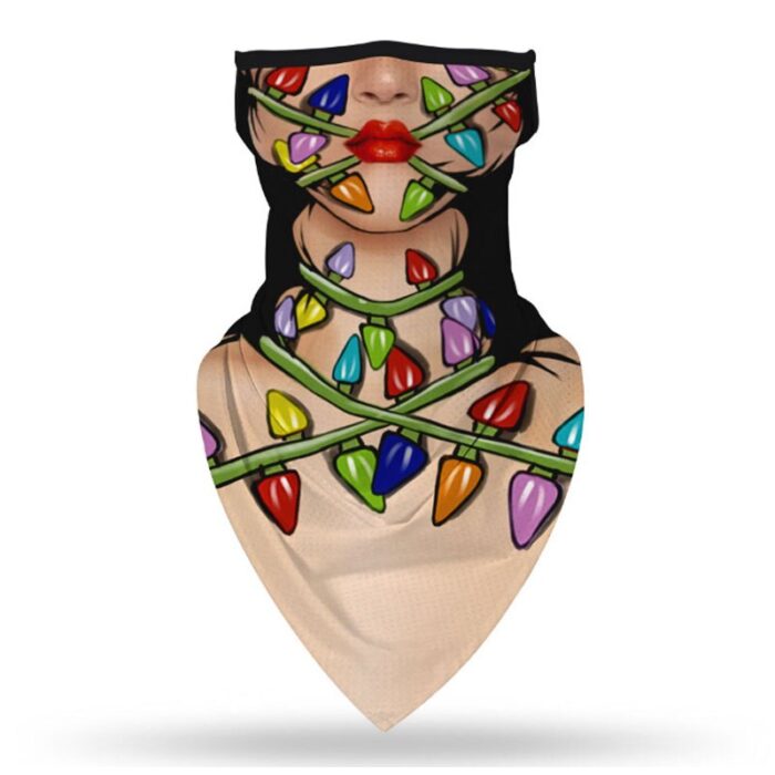 3D Printed Chiffon Bandana Scarf Creative Christmas Party Face Mask Scarf Outdoor Cycling Headband Riding Masks