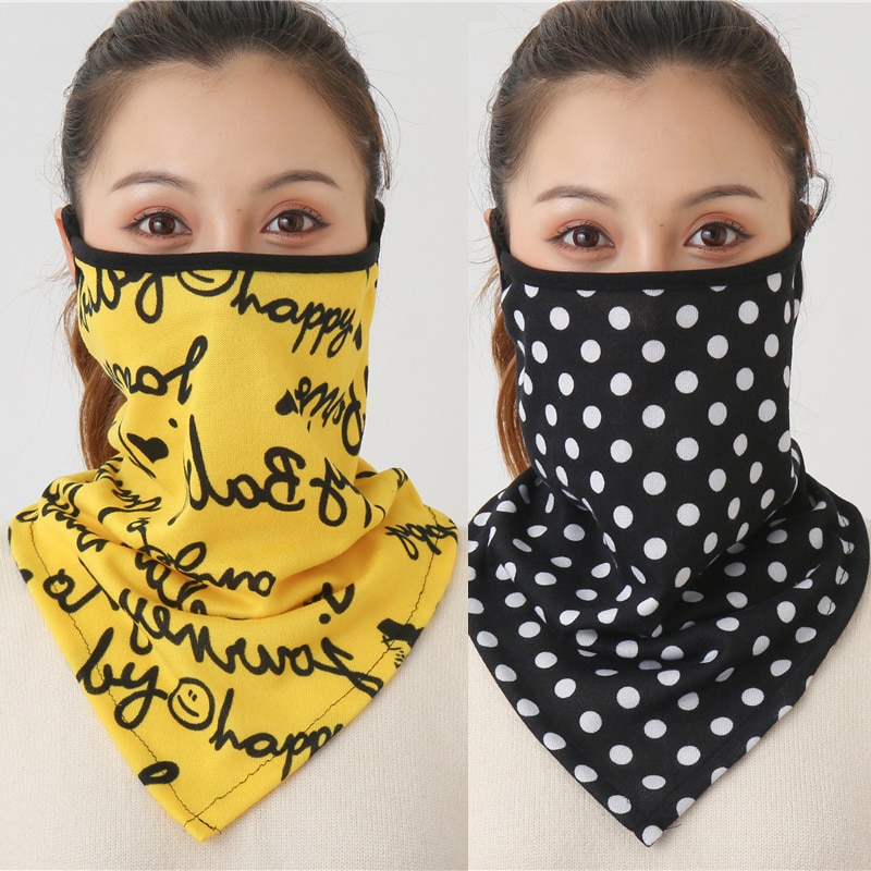 Chiffon Neck Gaiter Mask with Ear Loop Female Bandana Face Mask