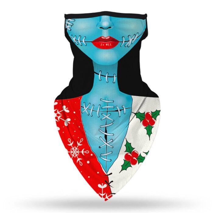 3D Printed Chiffon Bandana Scarf Creative Christmas Party Face Mask Scarf Outdoor Cycling Headband Riding Masks