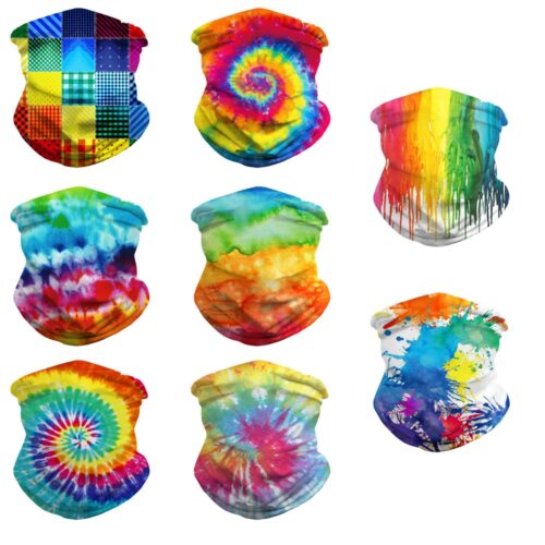 Hot tie-dye gradient printing men's and women's beanie headband hood mask neck gaitere scarf dust square cap trend