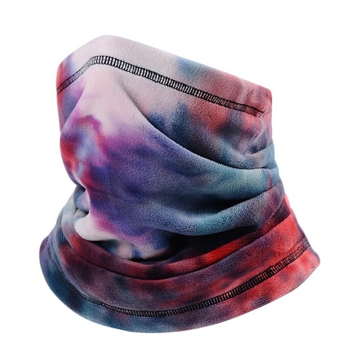 Winter Fleece Neck Gaiter Warm Fishing Scarf Windproof Tie dye Neck Warmer Adjustable Hiking Outdoor Headband Bicycle Bandanas