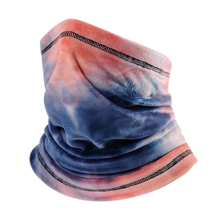 Winter Fleece Neck Gaiter Warm Fishing Scarf Windproof Tie dye Neck Warmer Adjustable Hiking Outdoor Headband Bicycle Bandanas