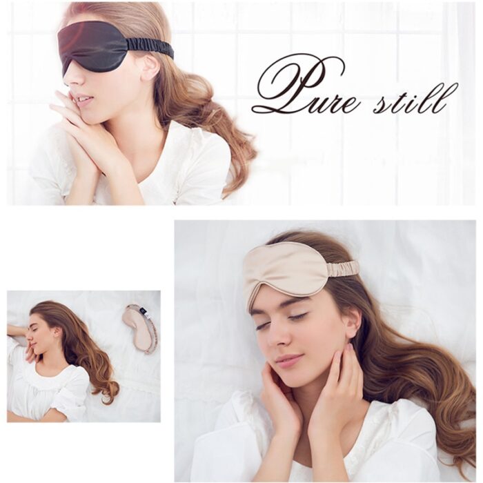 Silk Sleep Eye Mask 19 Momme Mulberry & Blindfold with Elastic Strap Soft Eye Cover Eyeshade for Night Sleeping, Travel, Nap