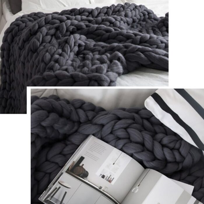 Chenille Chunky Blanket Knitted Thick Giant Yarn Sofa Wool Bulky Knitting Throw Bed Warm Winter