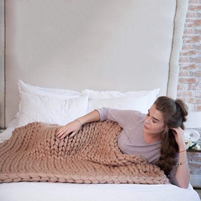 Chenille Chunky Blanket Knitted Thick Giant Yarn Sofa Wool Bulky Knitting Throw Bed Warm Winter