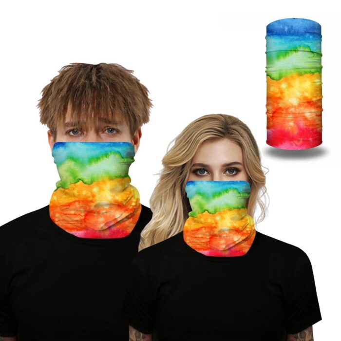 Hot tie-dye gradient printing men's and women's beanie headband hood mask neck gaitere scarf dust square cap trend