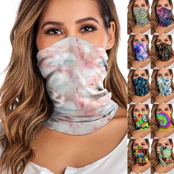 #R30 Tie Dye Print Unisex Bandana Neck Gaiter Tube Headwear For Women Men Face Scarf Outdoor Climbing Hiking Ski Fishing Scarves