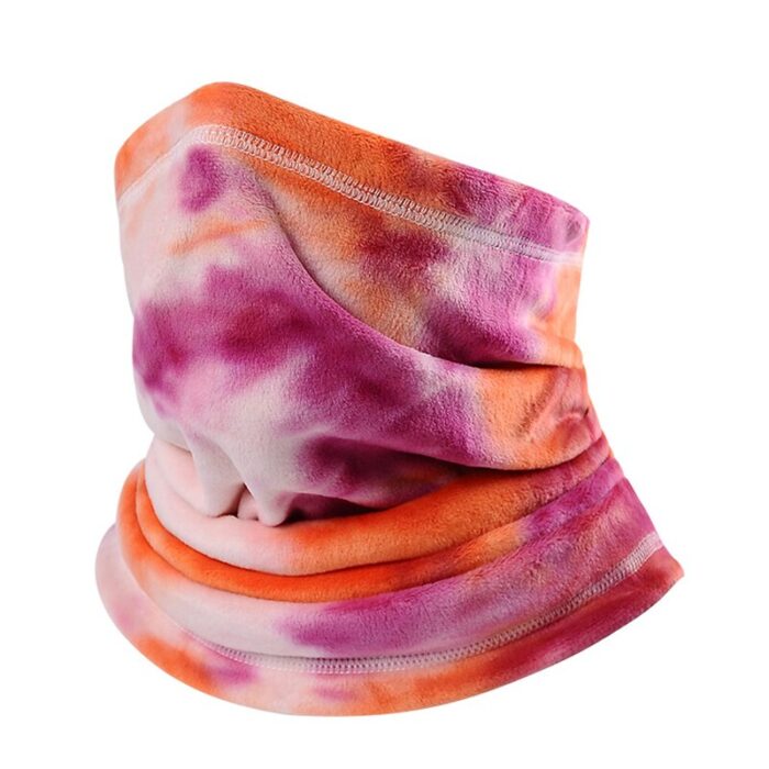 Winter Fleece Neck Gaiter Warm Fishing Scarf Windproof Tie dye Neck Warmer Adjustable Hiking Outdoor Headband Bicycle Bandanas