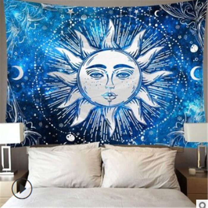 Tapestry with lights Wall Hanging Sun Psychedelic Tapestry Home Decor LED light