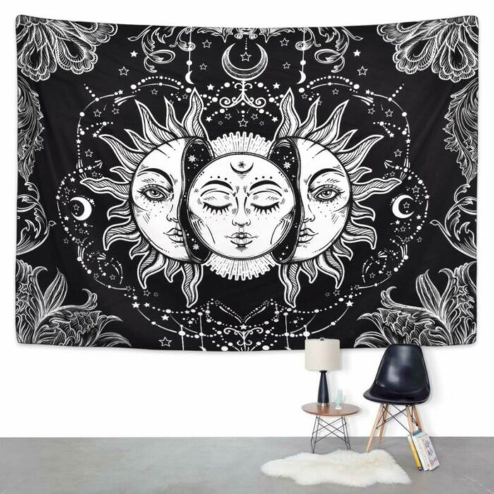 Tapestry with lights Wall Hanging Sun Psychedelic Tapestry Home Decor LED light