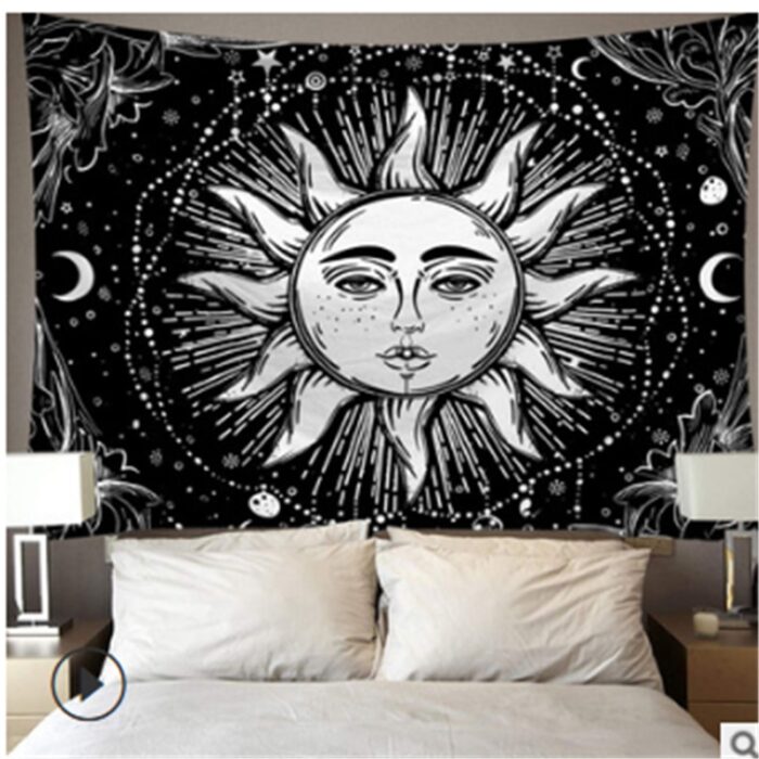 Tapestry with lights Wall Hanging Sun Psychedelic Tapestry Home Decor LED light