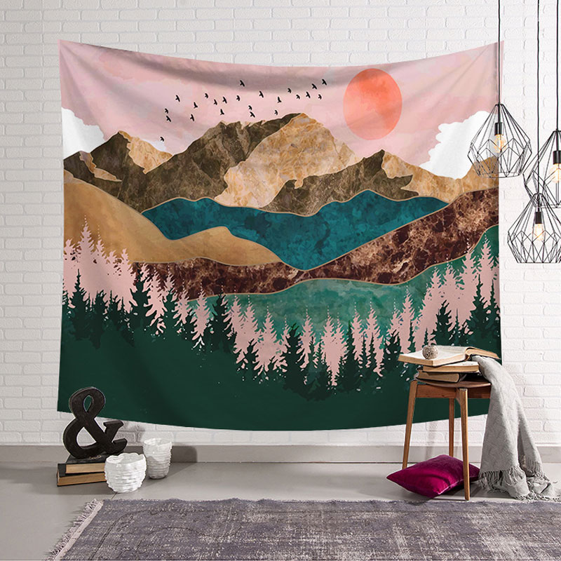 Tapestry Aesthetic Mountain Wall Hanging 3d Hippie Carpets Beauty ...