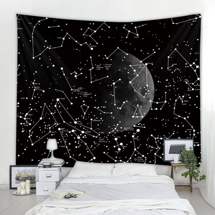 Night sky stars tapestry for ceiling galaxy dorm decoration hanging cover psychedelic