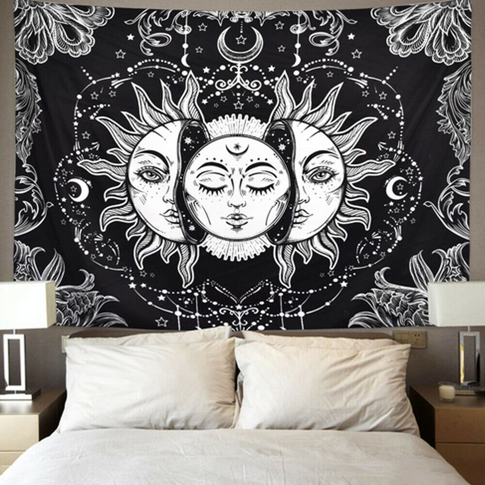 51.2x59.1 Inches Queen 130x150 cm Wall Hanging 3D Printing Starry Sky Psychedelic Tapestry for Bedroom Living Room Urbanstrive Not Fade Machine Washable Moon Tapestry