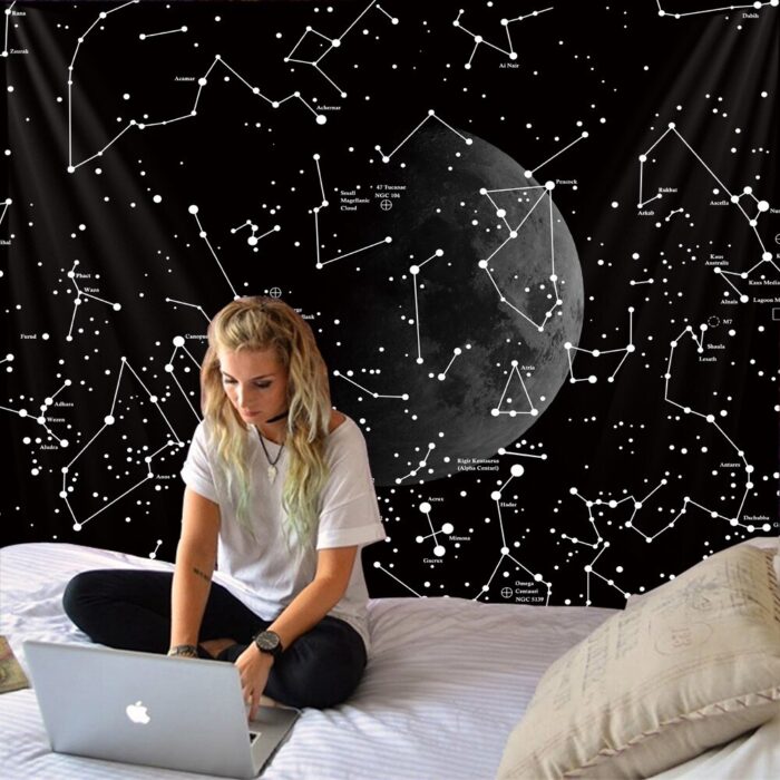 Night sky stars tapestry for ceiling galaxy dorm decoration hanging cover psychedelic