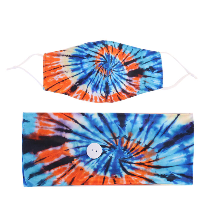 Custom Tie Dye Neck Gaiter Mask Set with Anti Fall off Side Button