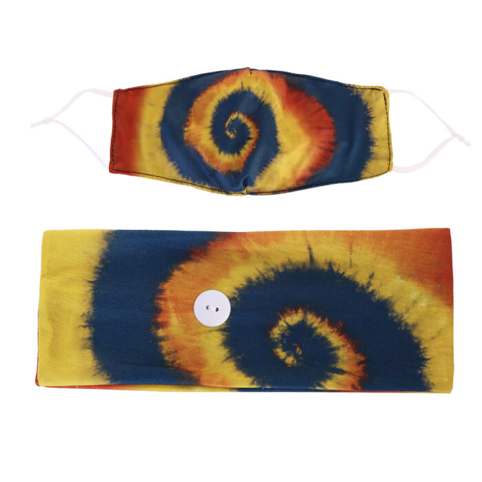 Custom Tie Dye Neck Gaiter Mask Set with Anti Fall off Side Button