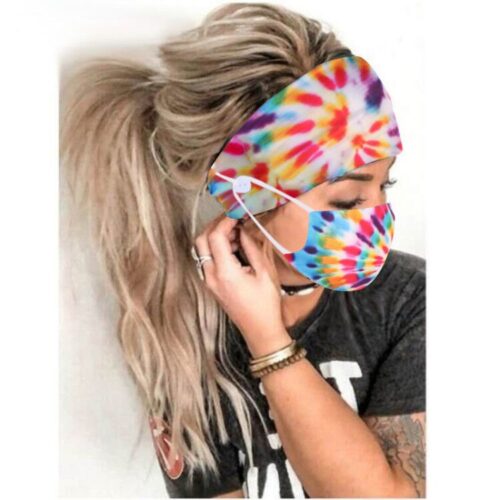 Custom Tie Dye Neck Gaiter Mask Set with Anti Fall off Side Button