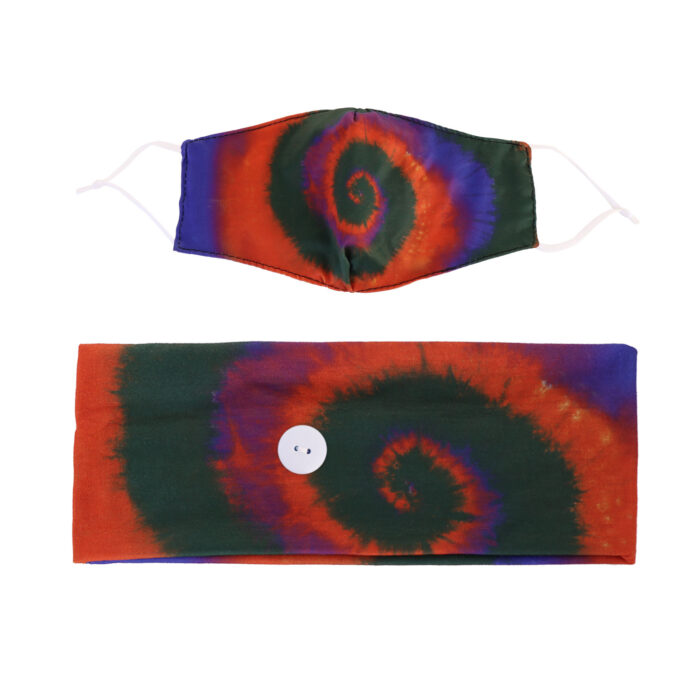 Custom Tie Dye Neck Gaiter Mask Set with Anti Fall off Side Button