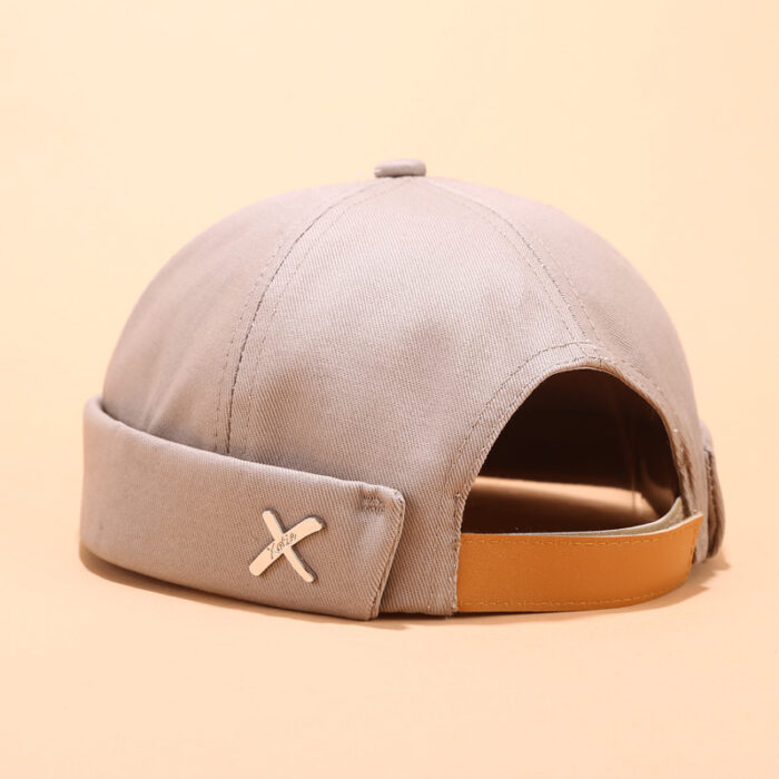 Landlord Docker Sailor Hat Street Trends Melon Cap Vintage Innocent Metal Cross Brimless Hats