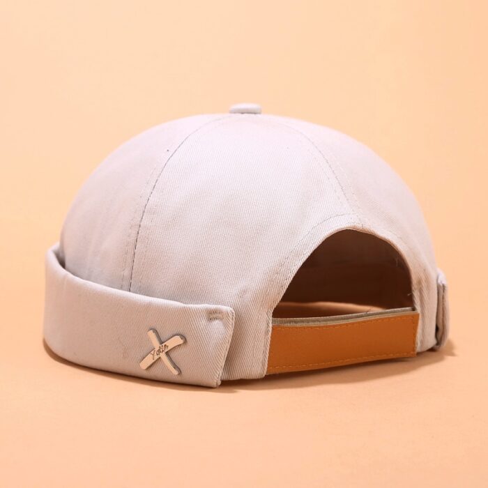 Landlord Docker Sailor Hat Street Trends Melon Cap Vintage Innocent Metal Cross Brimless Hats