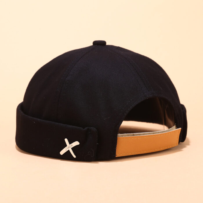 Landlord Docker Sailor Hat Street Trends Melon Cap Vintage Innocent Metal Cross Brimless Hats