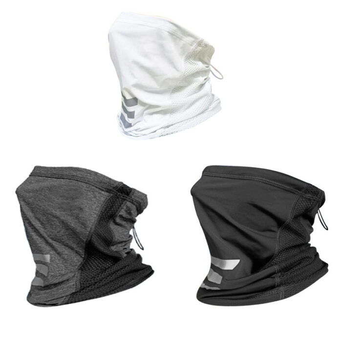 custom mesh neck gaiter w/ drawstring