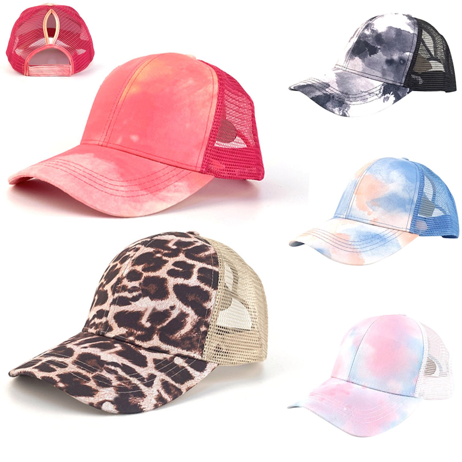 leopard tie dye cap