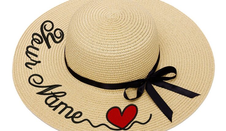 Custom Straw Hat Beach hat Embroidered Text LOGO Printed Sun Hat Dropshipping Wide Brim Outdoor Summer Cap