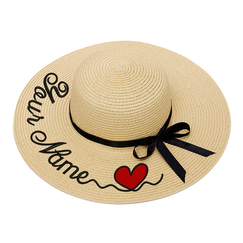 Custom Straw Hat Embroidered Printed Wide Brim Beach Hat Dropshipping
