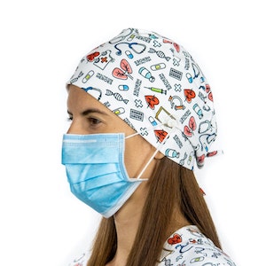 custom scrub cap with button at side3