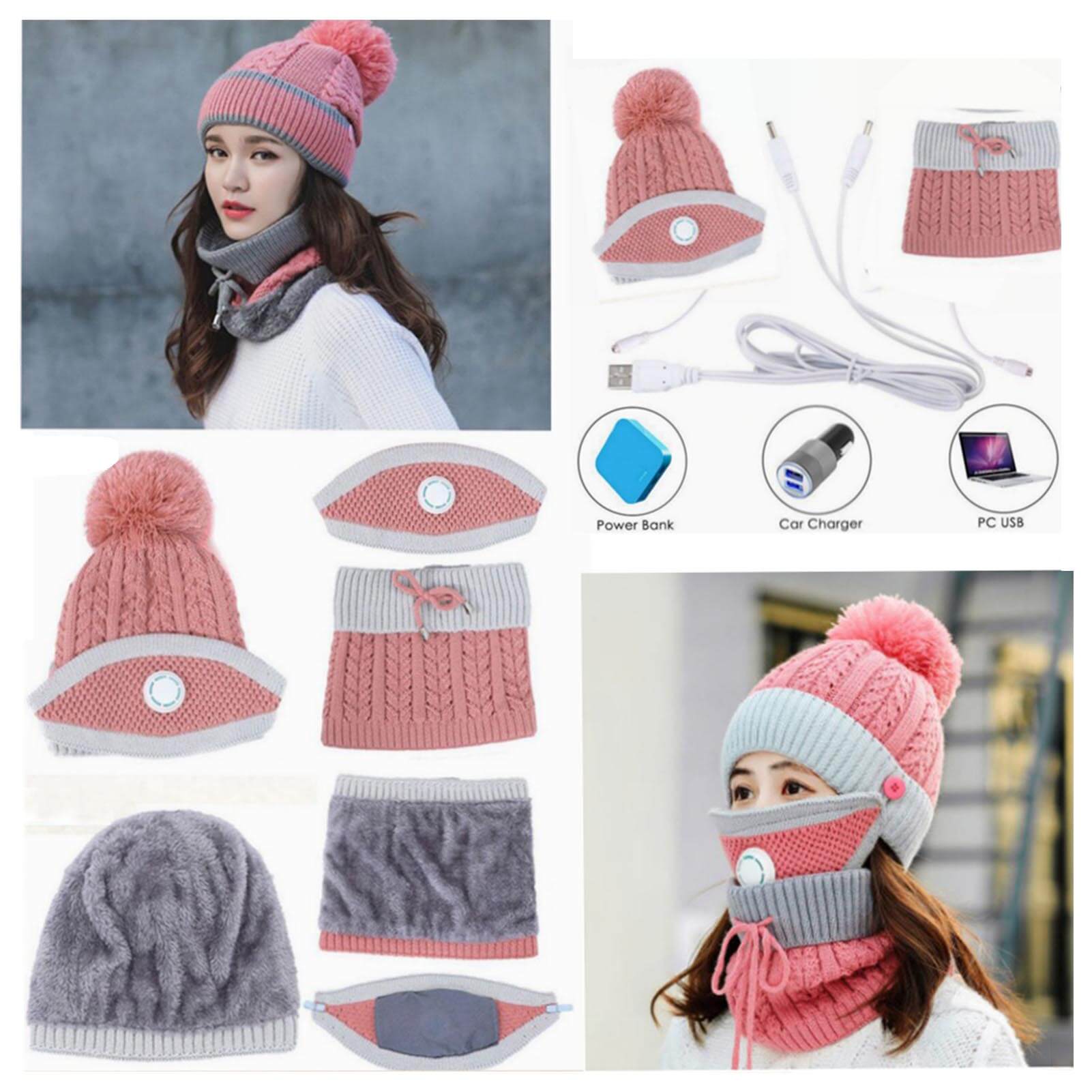 Wholesale Winter Hats Beanies Scarf usb heating