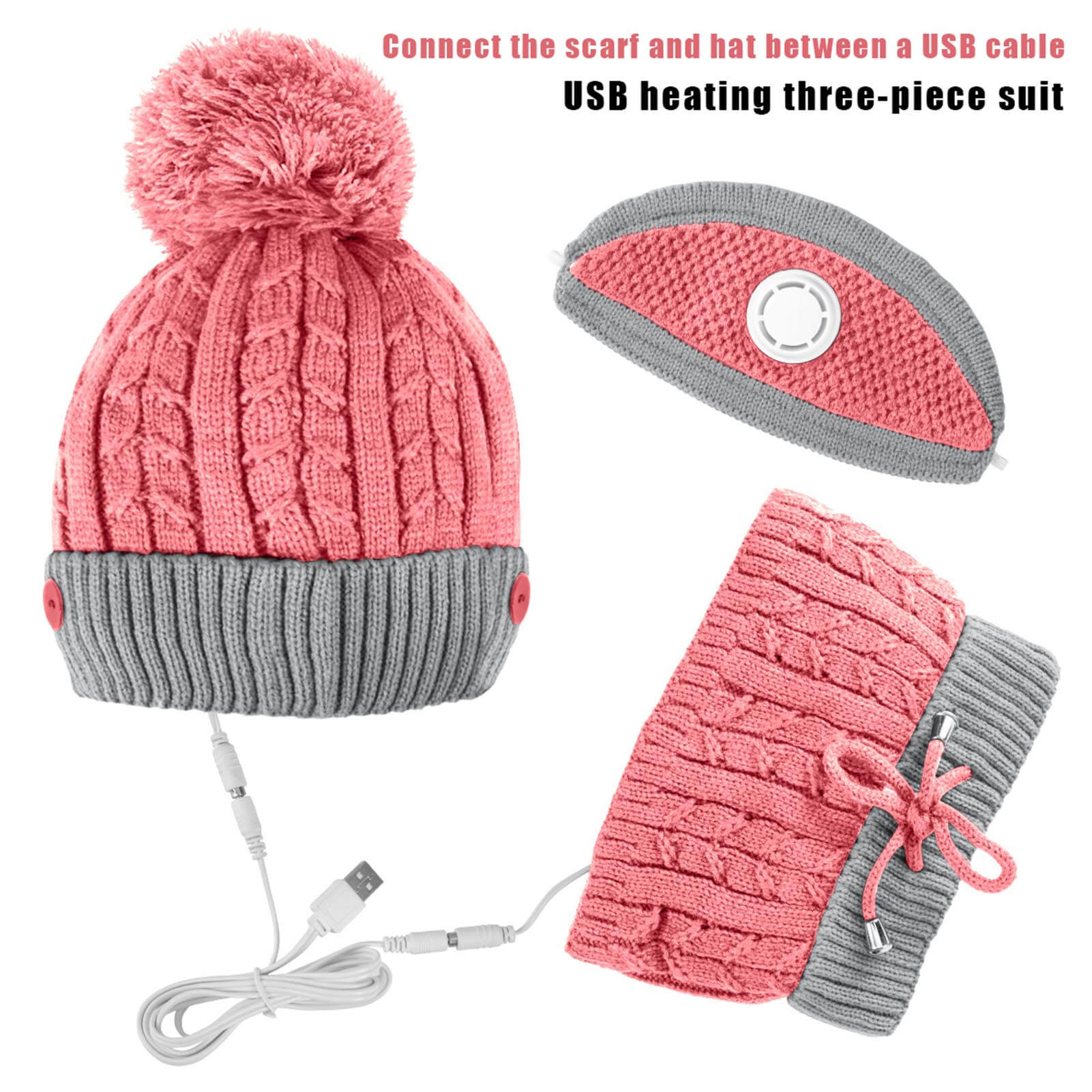 Wholesale Winter Hats Beanies Scarf usb heating