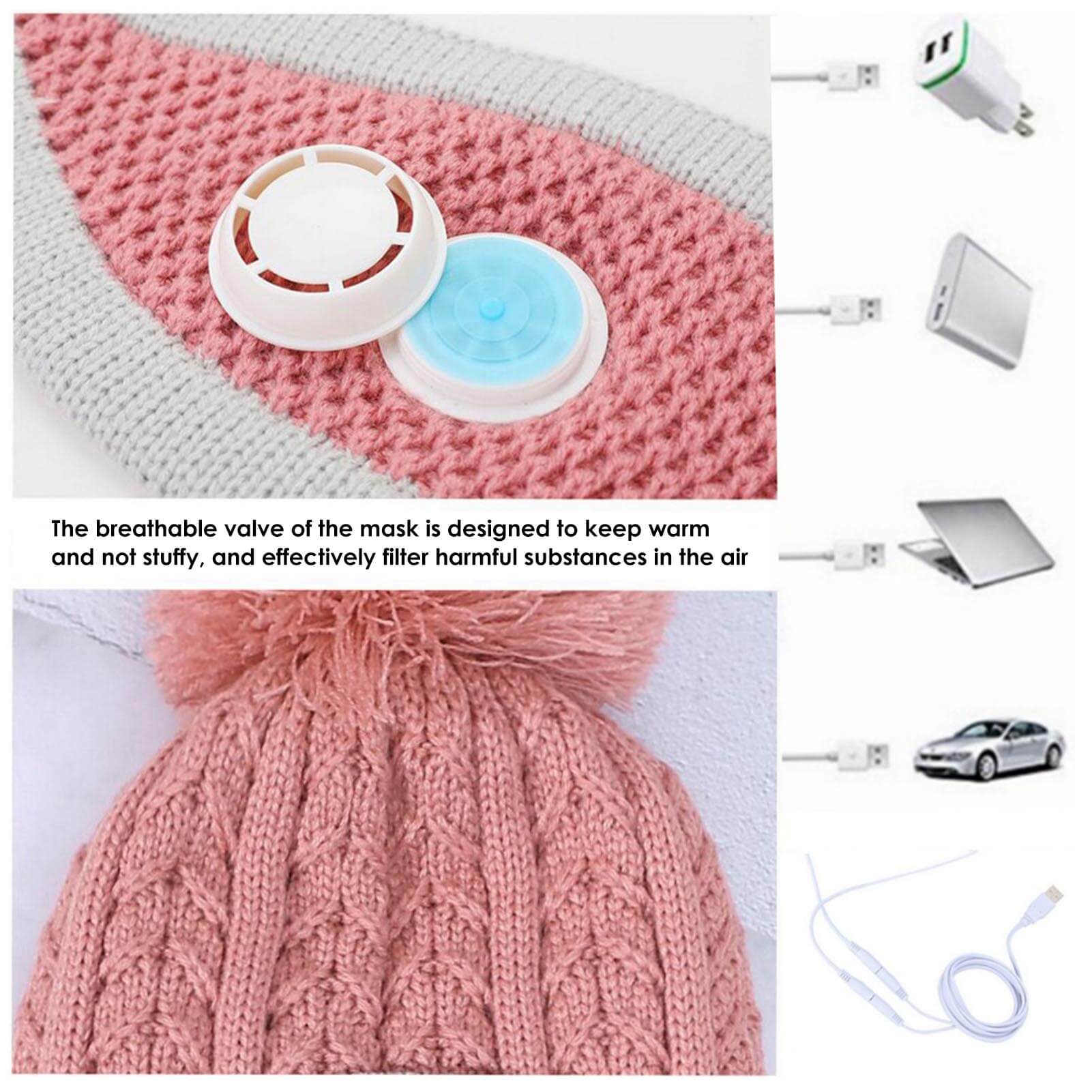 Wholesale Winter Hats Beanies Scarf usb heating