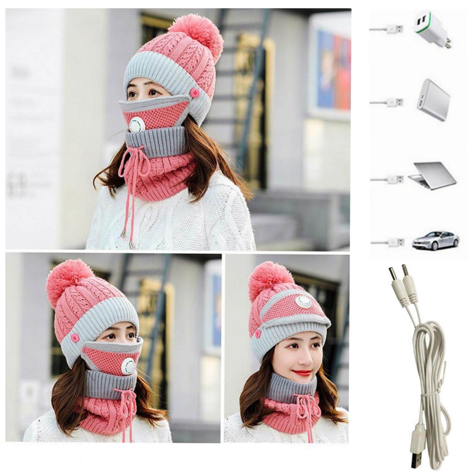 Wholesale Winter Hats Beanies Scarf usb heating